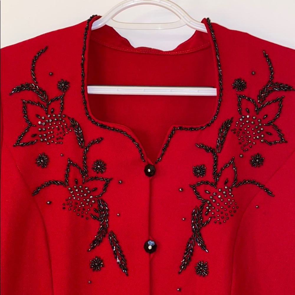 Red Button Down Jacket - Picture 2 of 5
